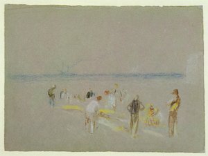 グッドウィンサンズのクリケット（チョーク、トイレットペーパー、ボディカラー） 作： Joseph Mallord William Turner
